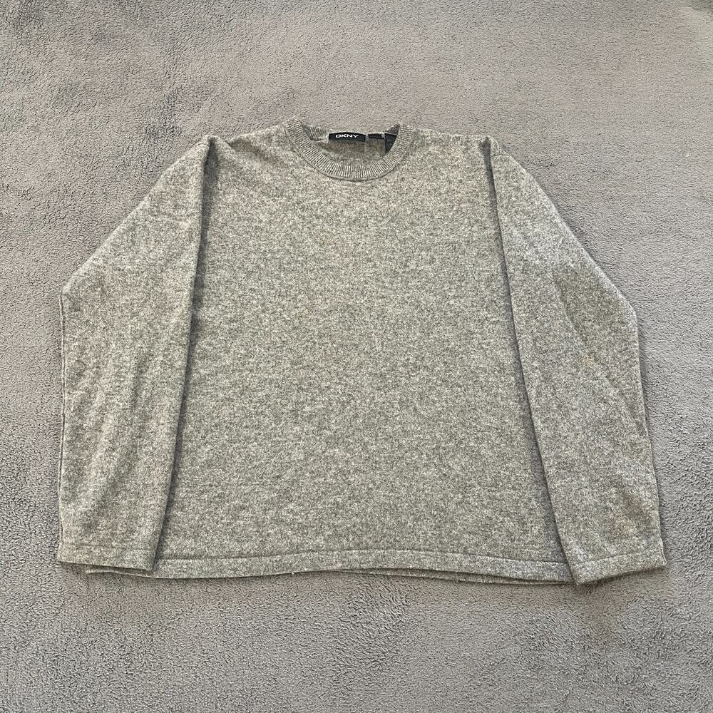 DKNY Cashmere Heather Gray Ribbed Crewneck Knit Pullover Sweater Women's Size XL